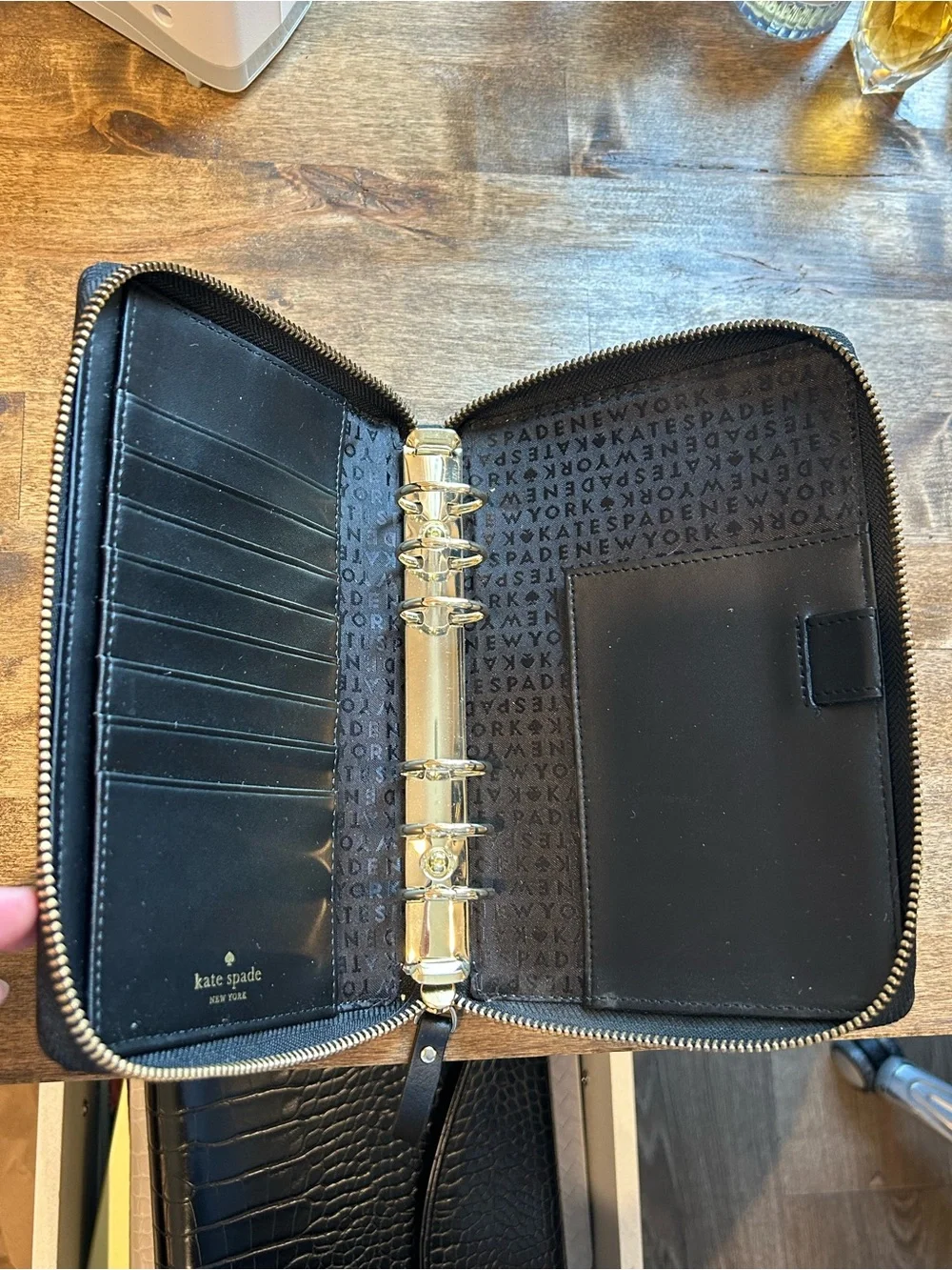 Kate Spade Grove Street Black Leather Personal Size Zip Wallet Agenda